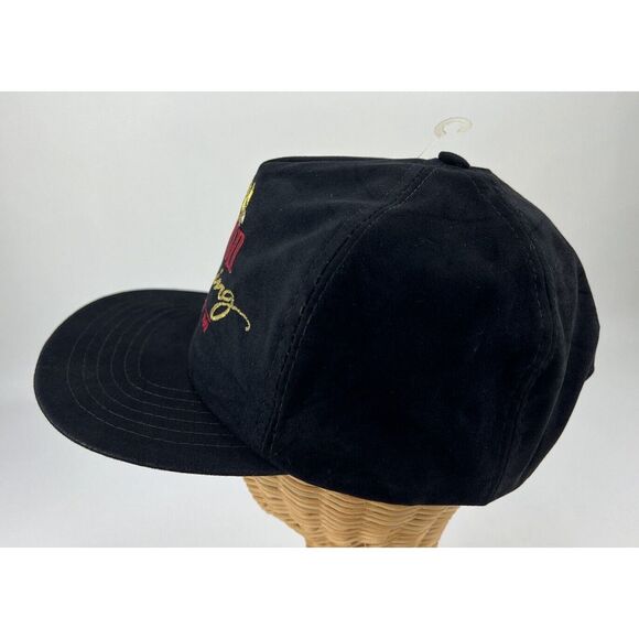 Vintage Winston Racing Team Black Velvet Rayon Snapback Cap Hat - Picture 3 of 10